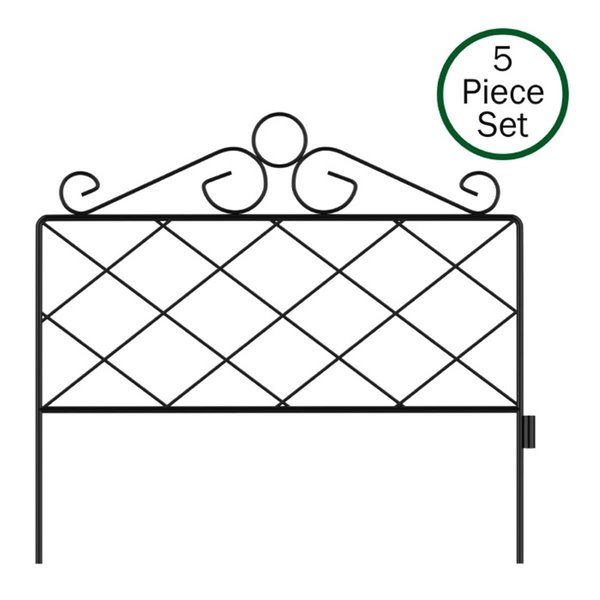 Pure Garden Pure Garden 50-LG5059 Metal Garden Fencing Panels For Decorative Edging Flower Beds & Landscaping; Black - Set of 5 50-LG5059